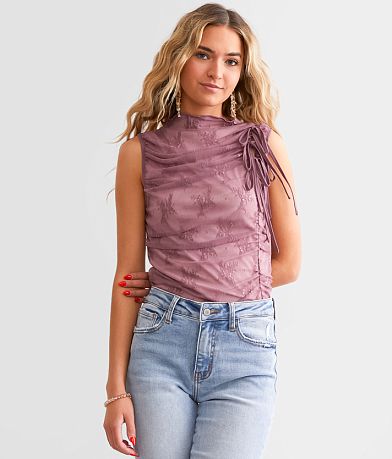 Willow & Root Shirred Lace Tank Top front view