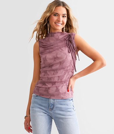 Willow &amp; Root Shirred Lace Tank Top FULL_RIGHT_SIDE