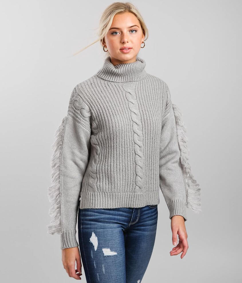 21 Main Cable Knit Turtleneck Sweater front view