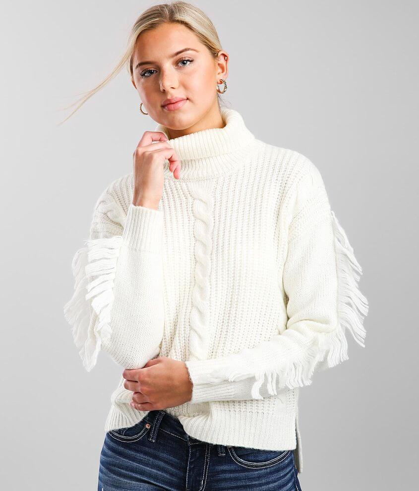 21 Main Cable Knit Turtleneck Sweater - Women's Sweaters in Ivory