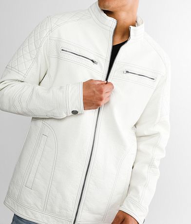 Buckle Black Faux Leather Hooded Jacket MISC_DETAIL_1
