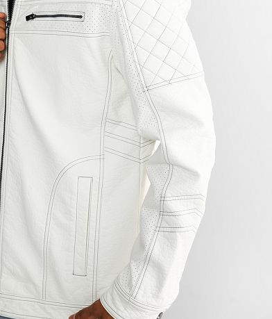 Buckle Black Faux Leather Hooded Jacket MISC_DETAIL_2