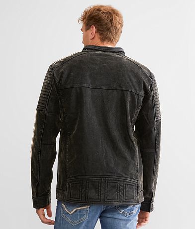 Buckle Black Faux Suede Jacket BACK