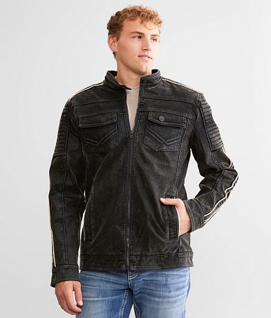 Buckle Black Faux Suede Jacket front view