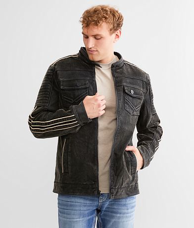 Buckle Black Faux Suede Jacket FULL_LEFT_SIDE