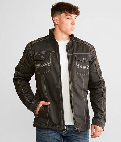 BKE Antique Faux Leather Jacket front view