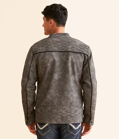 Buckle Black Faux Leather Jacket BACK