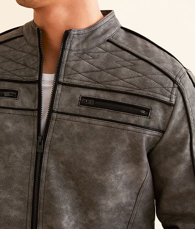 Buckle Black Faux Leather Jacket MISC_DETAIL_1