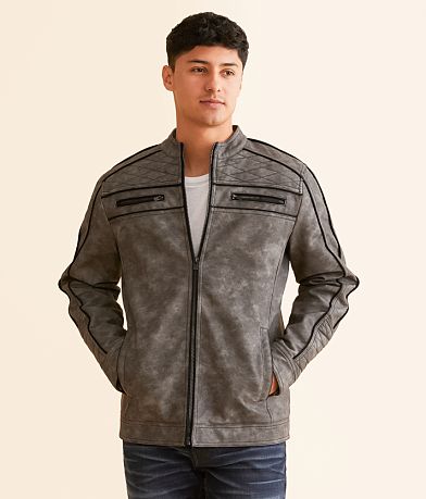 Buckle Black Faux Leather Jacket FULL_LEFT_SIDE