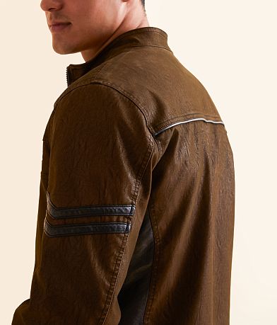Buckle Black Faux Leather Hooded Jacket MISC_DETAIL_1