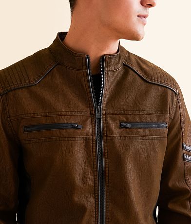 Buckle Black Faux Leather Hooded Jacket MISC_DETAIL_2