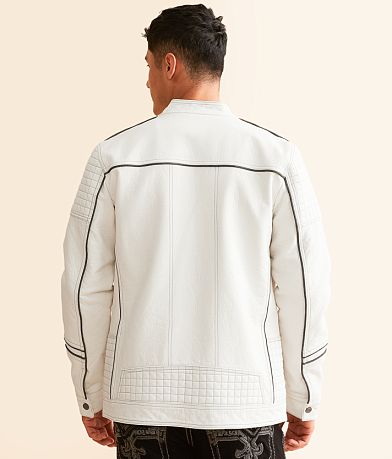 Buckle Black Faux Leather Jacket BACK