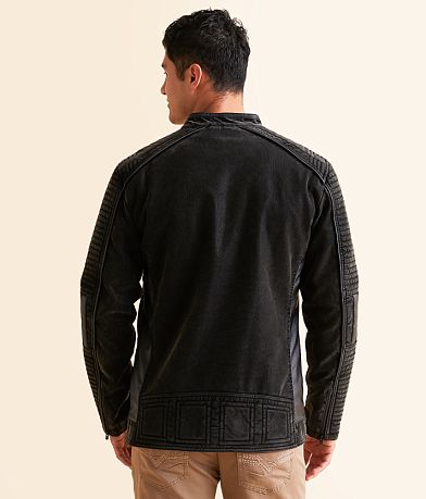 Buckle Black Distressed Faux Suede Jacket BACK