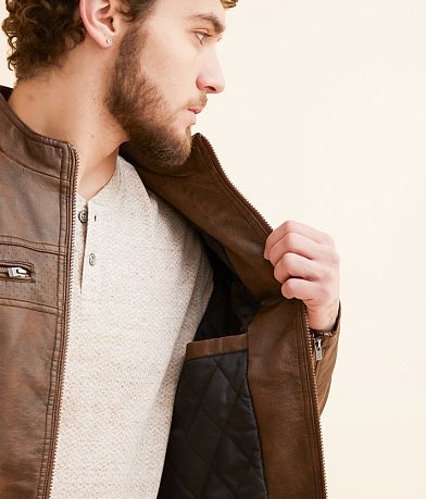Buckle Black Distressed Faux Leather Jacket misc detail 2 view