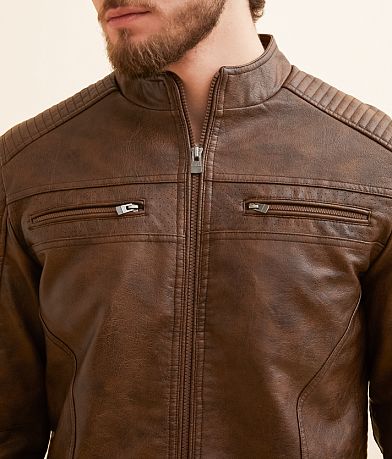 Buckle Black Distressed Faux Leather Jacket misc detail 4 view
