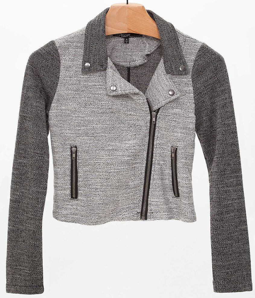 Ashley French Terry Jacket Women's Coats/Jackets in Black White Buckle