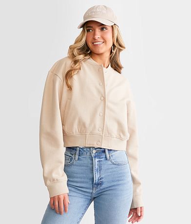Ashley Cropped Knit Bomber Jacket FULL_LEFT_SIDE