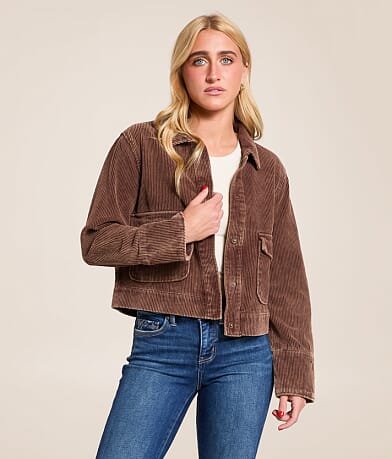 Stoosh Washed Corduroy Cropped Jacket front view