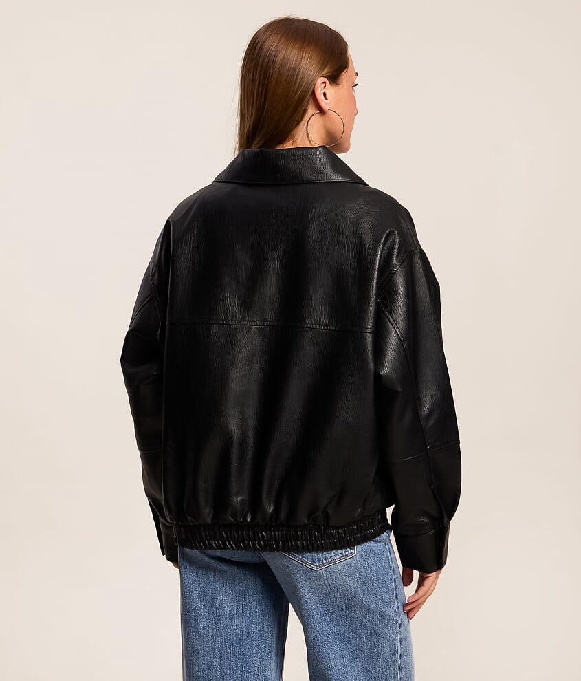Oversized Vegan Leather Jacket - thumbnail 3