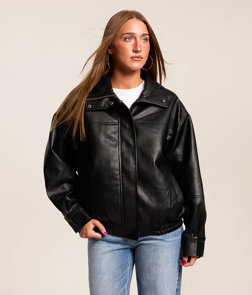 Oversized Vegan Leather Jacket - thumbnail 2
