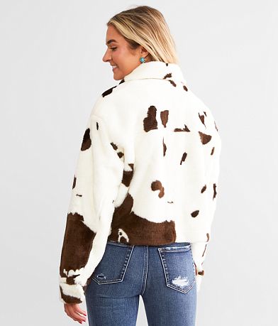 Willow &amp; Root Faux Fur Cow Print Jacket back view