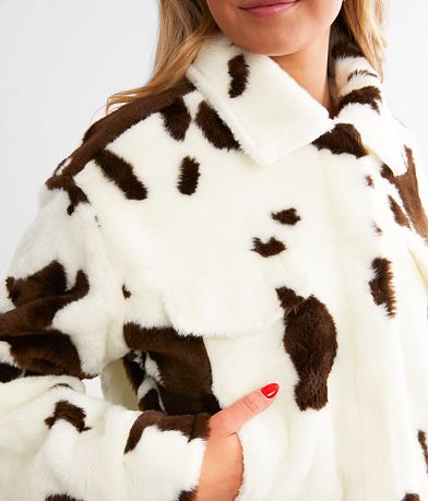 Willow &amp; Root Faux Fur Cow Print Jacket misc detail 1 view