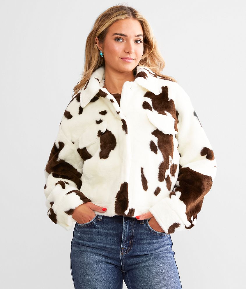 Cow print 2024 jacket womens