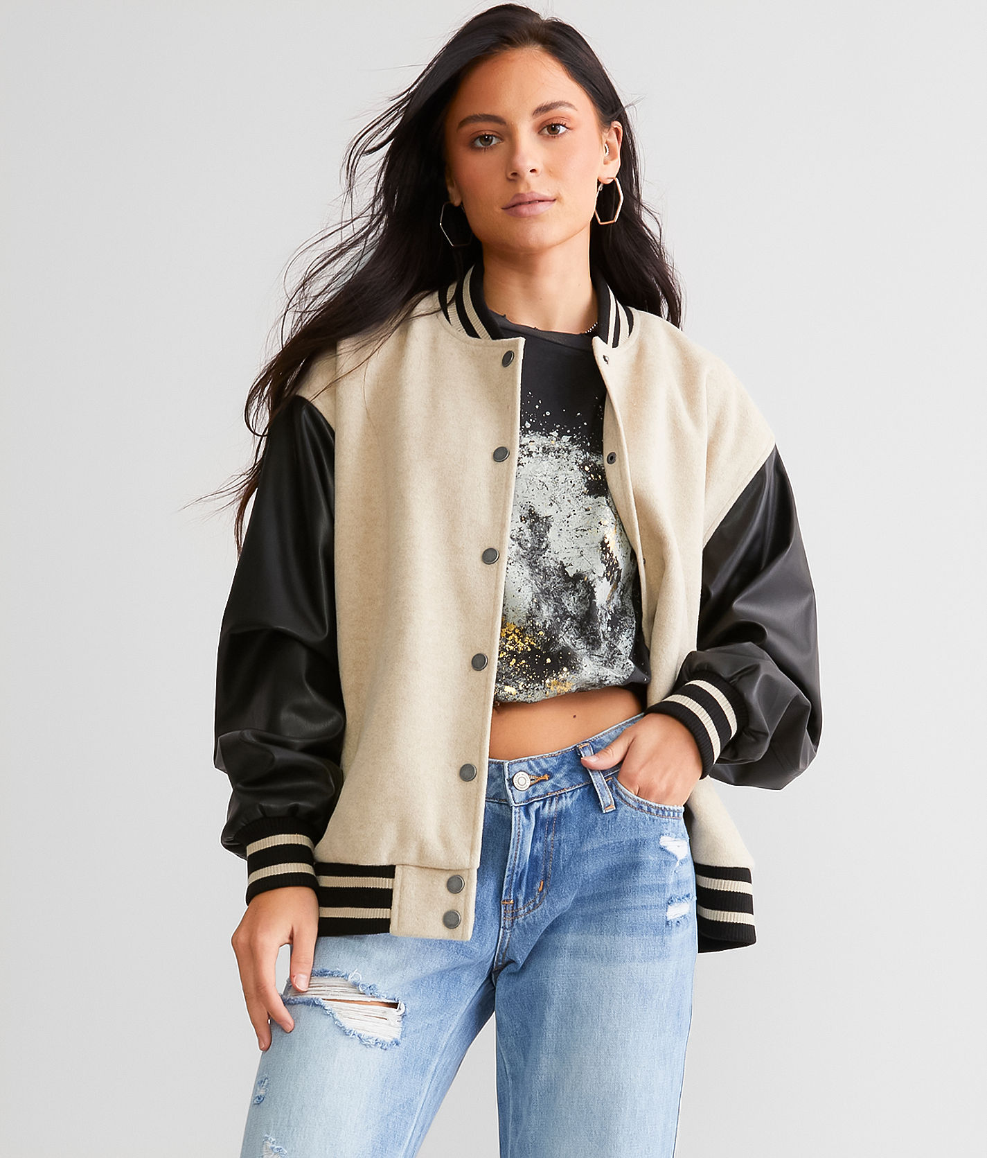 Gilded Intent Varsity Bomber Jacket - Women's Coats/Jackets in