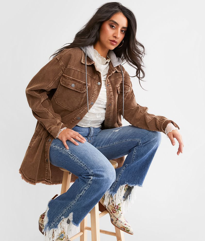 BKE Hooded Corduroy Jacket Women s Coats Jackets in Brown Buckle