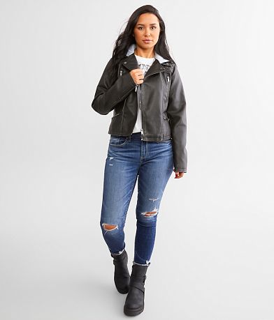 BKE Faux Leather Hooded Jacket MISC_DETAIL_3