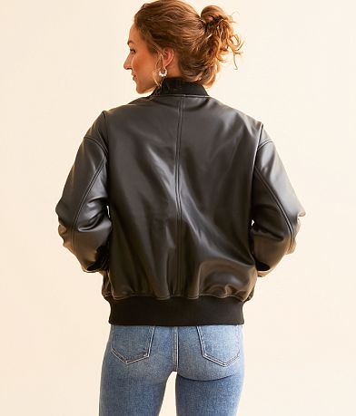 Vila Faux Leather Bomber Jacket BACK