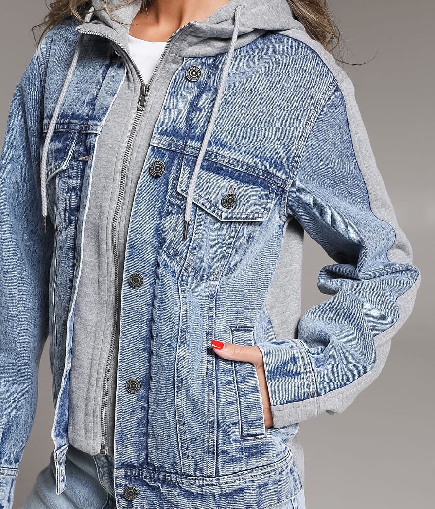 Pieced Denim Hooded Jacket