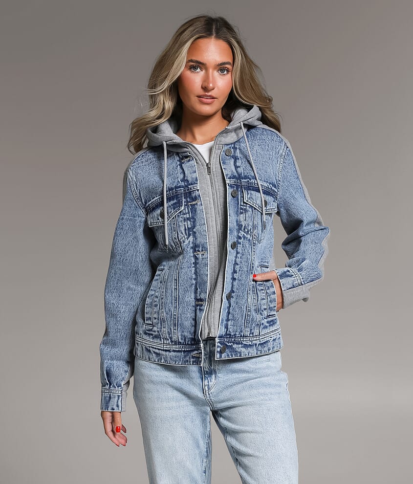 Pieced Denim Hooded Jacket