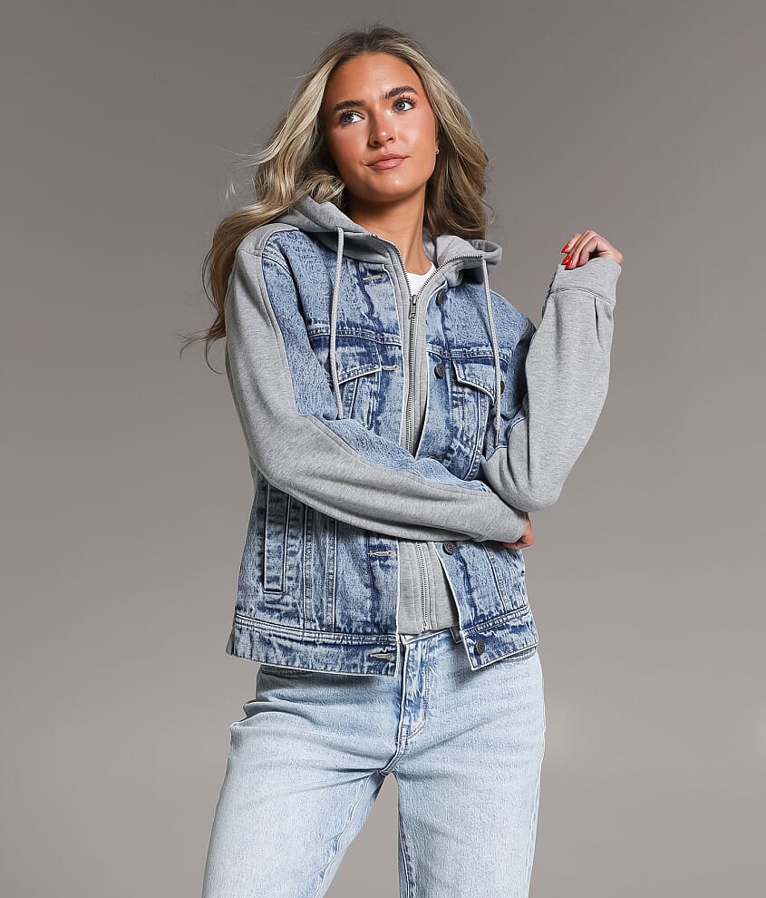 Pieced Denim Hooded Jacket