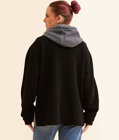 Open SZN Pieced Sherpa Denim Hooded Jacket BACK
