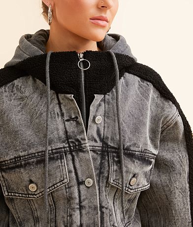 Open SZN Pieced Sherpa Denim Hooded Jacket MISC_DETAIL_1