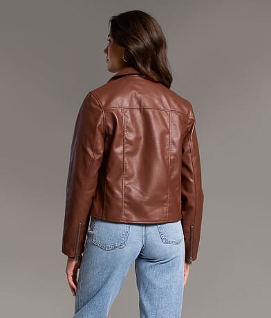 Asymmetrical Faux Leather Moto Jacket thumbnail 4