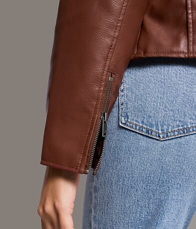 Asymmetrical Faux Leather Moto Jacket thumbnail 7