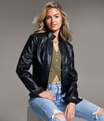 BKE Faux Leather Moto Jacket - Women's Coats & Jackets in Black