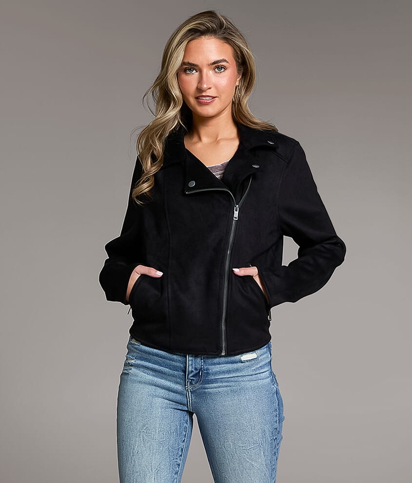 Faux Suede Moto Jacket