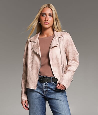 BKE Faux Suede Moto Jacket front view