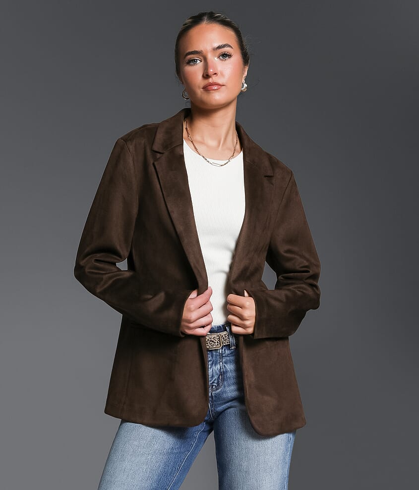 Faux Suede Blazer