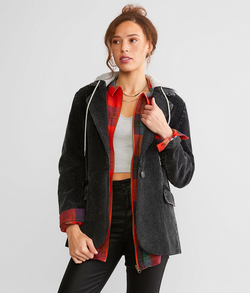 Women's black corduroy blazer sale