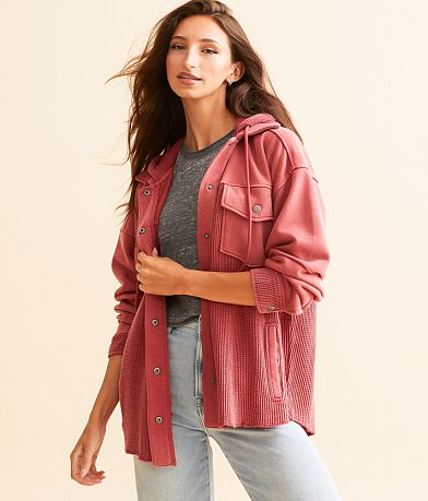 BKE Waffle Knit Hooded Jacket front view