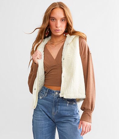 BKE Faux Fur Hooded Vest front view