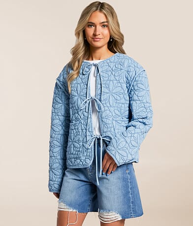 C&amp;C California Quilted Chambray Jacket FULL_LEFT_SIDE