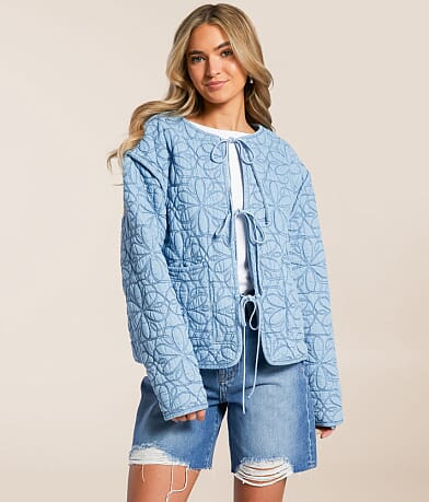 C&amp;C California Quilted Chambray Jacket FULL_RIGHT_SIDE