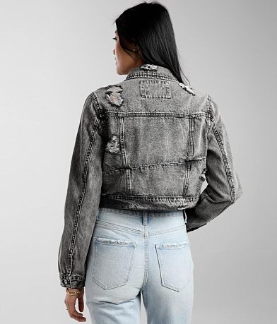Ashley Vintage Charm Acid Washed Denim Jacket BACK