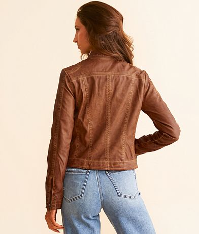 Stoosh Faux Leather Jacket back view