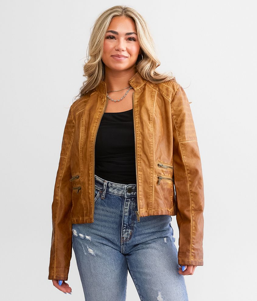 Stoosh Faux Leather Cropped Jacket